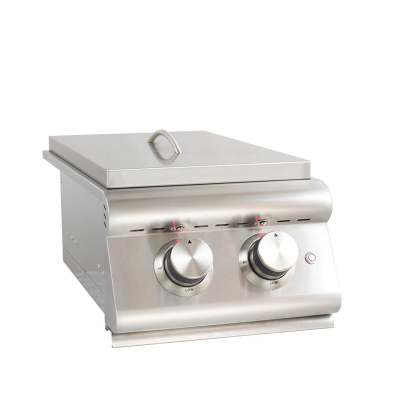 Blaze Premium LTE Built-In Gas Stainless Steel Double Side Burner With Lid - BLZ-SB2LTE-LP/NG