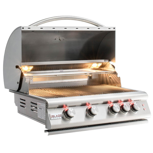 Blaze Premium LTE 32-Inch 4-Burner Built-In Gas Grill With Rear Infrared Burner & Grill Lights - BLZ-4LTE2-NG/LP