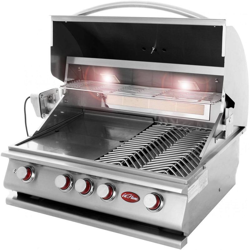 Cal Flame - BBQ Built In Grills P-Series 4 BURNER with Lights, Rotisserie & Back Burner - BBQ19P04