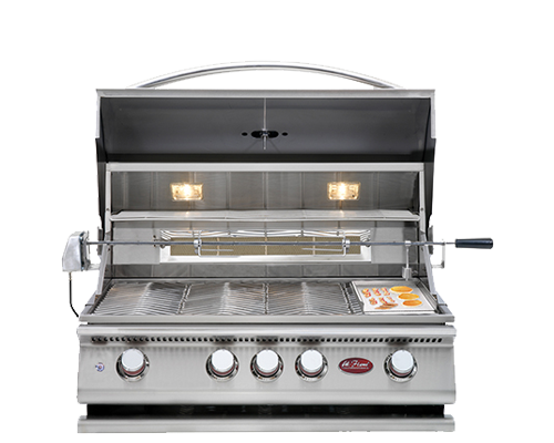 Cal Flame - BBQ Built In Grills P-Series 4 BURNER with Lights, Rotisserie & Back Burner - BBQ19P04