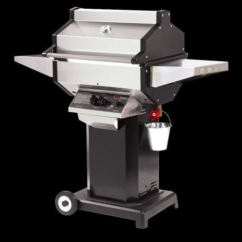 Phoenix Grills - Stainless Steel Natural Gas Grill Head On Black Aluminum Pedestal Cart - SDBOCN