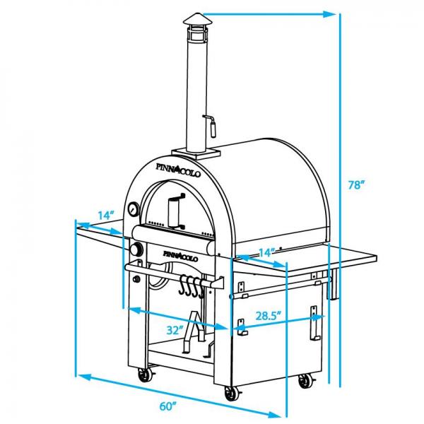 Pinnacolo - Ibrido Hybrid Gas/Wood Oven with Cart, 35,000 btu LP Burner, Includes Premium Accessory Package - PPO-1-03