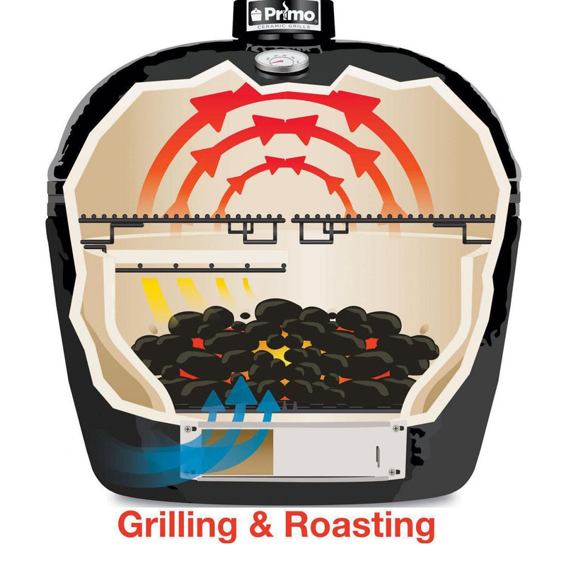 Primo Oval Junior 200 Ceramic Kamado Grill With Stainless Steel Grates - PGCJRH