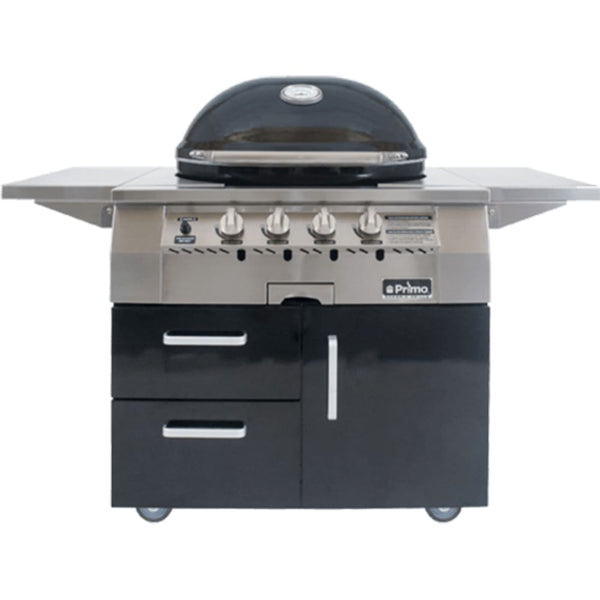 Primo PGGXLC Oval XL Mobile Gas Grill w/ (4) Burners - Ceramic Shell, Liquid Propane - PGGXLC