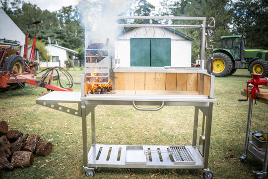 Tagwood BBQ Fully Assembled Argentine Santa Maria Wood Fire & Charcoal Grill - All Stainless Steel - BBQ03SSF