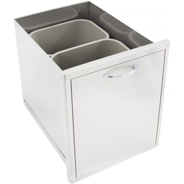 Blaze 20" Roll-Out Double Trash / Recycling Bin in Stainless Steel Finish (BLZ-TREC-DRW)