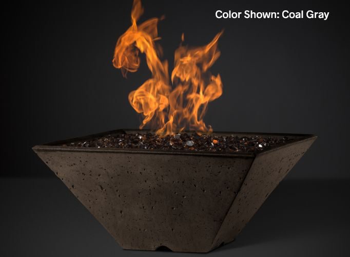 Slick Rock Concrete - RidgeLine Series Square Fire Bowl - Match Lit