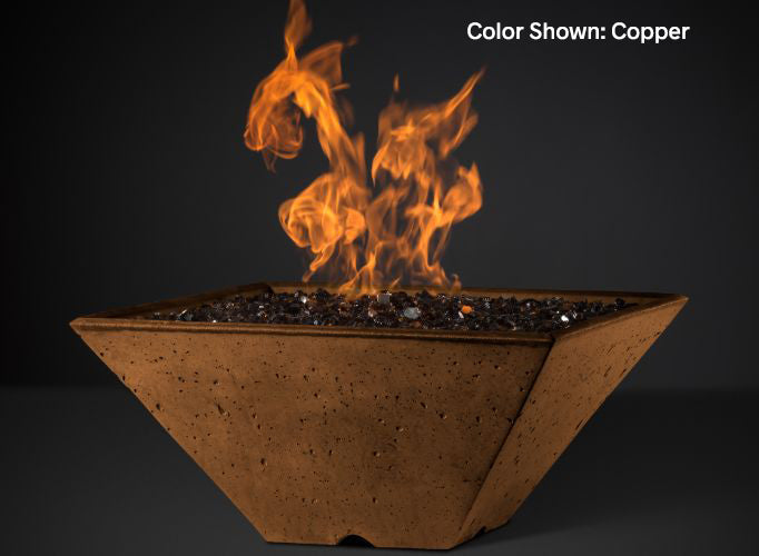 Slick Rock Concrete - RidgeLine Series Square Fire Bowl - Match Lit