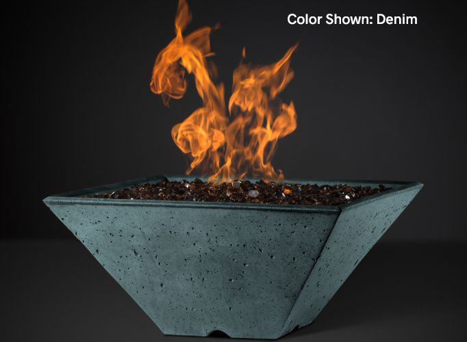 Slick Rock Concrete - RidgeLine Series Square Fire Bowl - Match Lit