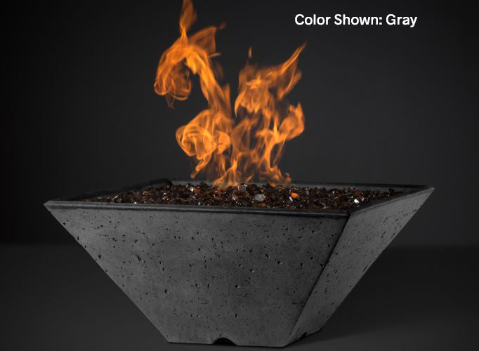 Slick Rock Concrete - RidgeLine Series Square Fire Bowl - Match Lit