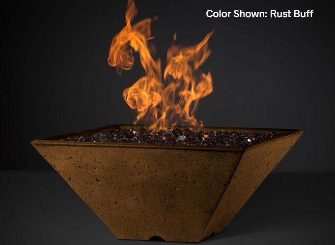 Slick Rock Concrete - RidgeLine Series Square Fire Bowl - Match Lit